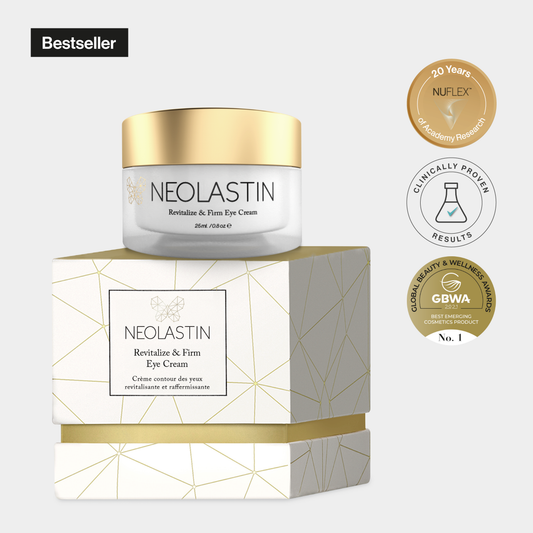 Neolastin Firming Eye Cream jar and box packaging on white background